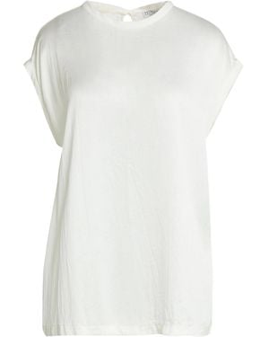 Brunello Cucinelli Satin Short-Sleeve Top - White