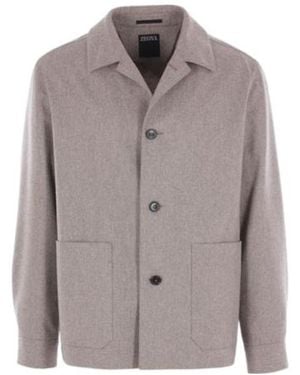 ZEGNA Long Sleeved Overshirt - Brown