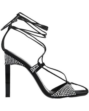 The Attico The Adele Embellished Open Toe Sandals - Black