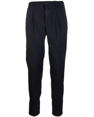 Incotex Pleated Slim Trousers - Blue