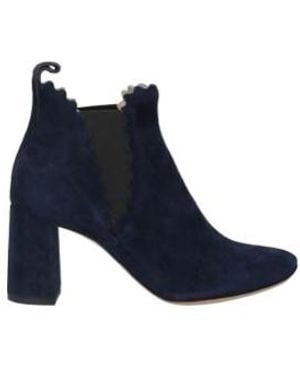 Chloé Minimalist Solid-Colored Ankle Boots - Blue