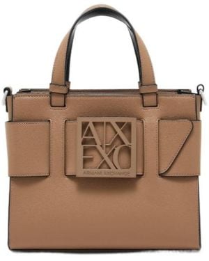 ARMANI EXCHANGE Shopping Bag With Monogram - Brown