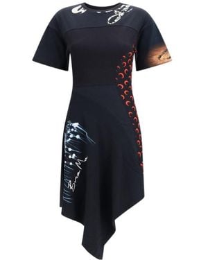 Marine Serre Upcycled Jersey Asymetrical Knee Length Dress - Blue