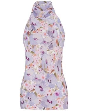 Balmain Floral Halterneck Top - Purple