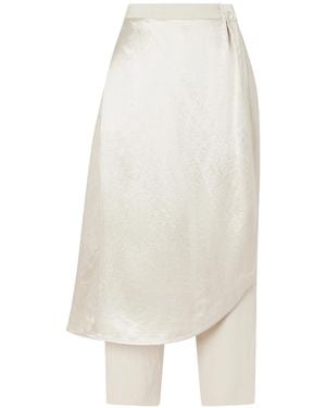 Maria McManus Wrap-Effect Satin Straight-Leg Trousers - White