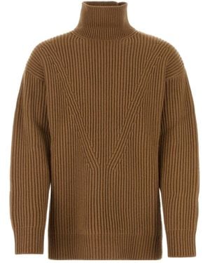 Jil Sander Chunky Ribbed Drop Shoulder Jumper - Brown
