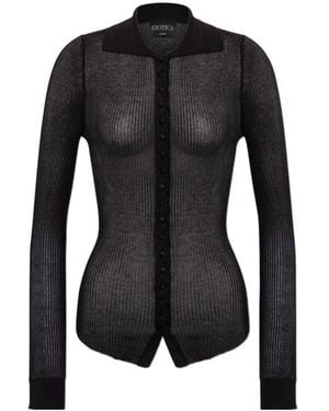 Dondup Ribbed-Knit Long-Sleeve Cardigan - Black