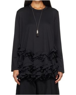 Comme des Garçons Long-Sleeve Ruffle Top - Black