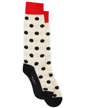 Marni Polka Dot Intarsia Knit Socks - White