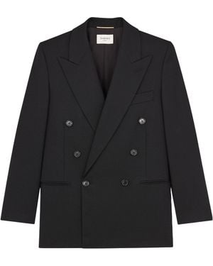 Saint Laurent Veste Courte En Laine - Black