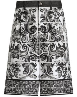 Dolce & Gabbana Majolica-Print Denim Shorts - Multicolour