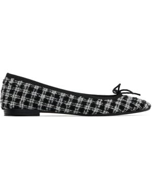 Repetto Checked Tweed Ballet Flats - Black