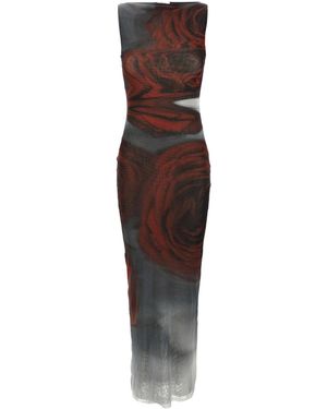 Jean Paul Gaultier 'blurry Roses' Dress - Brown