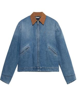 1989 STUDIO Contrast Collar Logo Denim Jacket - Blue