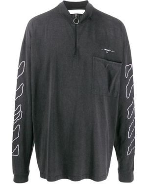 Off-White c/o Virgil Abloh Zipper Collar Long-Sleeved T-Shirt - Grey