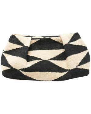 Sensi Studio Small Sisal Geometric Clutch Bag - Black