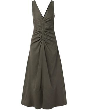 Proenza Schouler Remi Ruched Organic Linen-Blend Twill Maxi Dress - Green