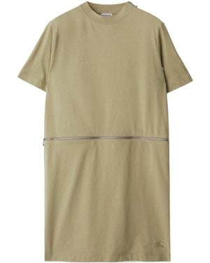 Burberry Logo-Embroidered Cotton Dress - Green