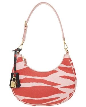 MCM Zebra Printed Zipped Shoulder Bag - Red