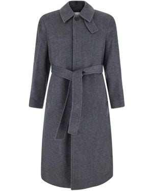 DUNST Belted Cashmere Mac Coat Melange - Grey