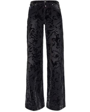 Versace Jeans Couture Couture Pattern Velvet Trousers - Black