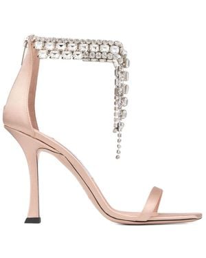 Jimmy Choo Square Toe High Heel Sandals - White