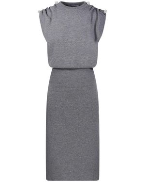 GIUSEPPE DI MORABITO Ruched Shoulder Knitted Dress - Grey