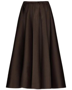 Valentino High Waist Pleated Midi Skirt - Brown