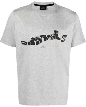Paul Smith Dominoes Graphic-Print Organic-Cotton T-Shirt - Gray