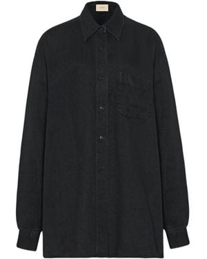 The Row Nesson Linen Relaxed-Fit Shirt - Black
