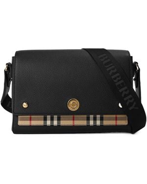 Burberry Check Cotton Top Handle Note Bag - Black