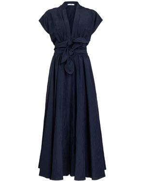 Alaïa Linen-Blend Knot Midi Dress - Blue