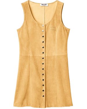 Miu Miu Waxed Suede Dress - Yellow
