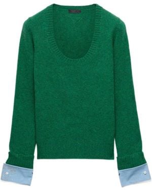 Prada Shetland Wool Wide-Neck Sweater - Green