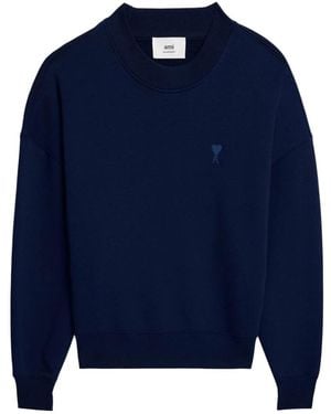 Ami Paris Ami De Coeur Embroidered Sweatshirt - Blue