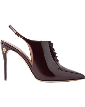 Jennifer Chamandi Patent Leather Slingback Pumps - Brown