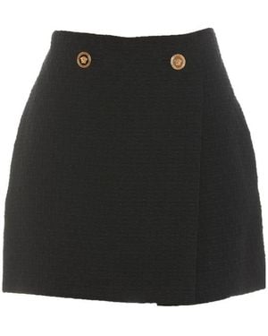 Versace Medusa Head Button Wrap Skirt - Black