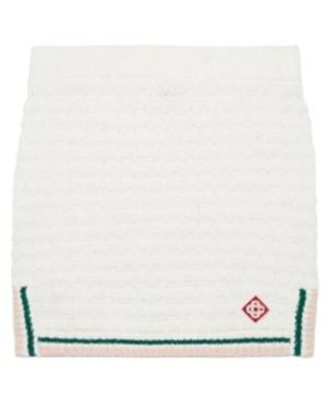CASABLANCA Bouclé Mini Skirt - White