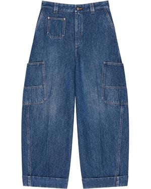 Givenchy Cropped Utility Denim Jeans - Blue