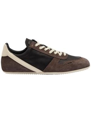 Rick Owens Paneled Suede And Leather Sneakers - Black