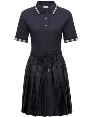 Moncler Panelled Short-Sleeve Polo Dress - Blue
