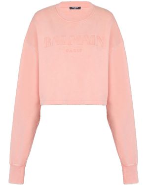 Balmain Logo Embroidered Vintage Sweatshirt - Pink