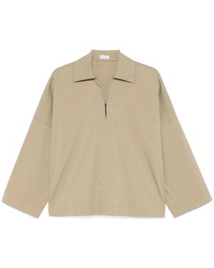 Brunello Cucinelli Drop-Shoulder Blouse - Natural