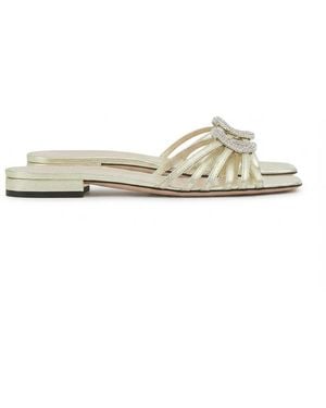 Gucci Slide With Crystal Interlocking G - White