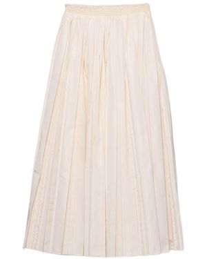 Prada Long Pleated Silk Faille Skirt - White