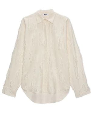 MSGM Textured Long-Sleeve Shirt - White
