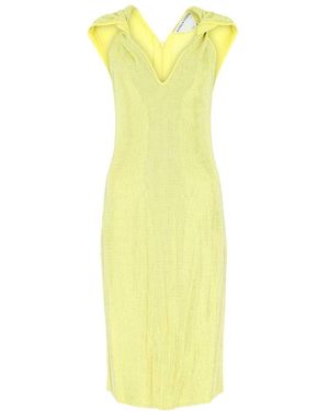 Bottega Veneta Embellished Stretch Viscose Blend Dress - Yellow
