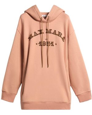 Max Mara Logo-Print Long Hoodie - Pink