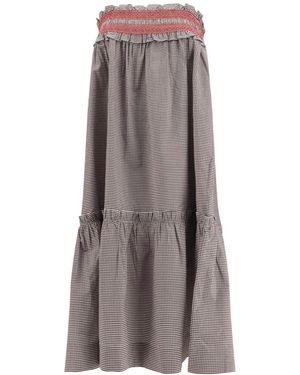 Ganni Tiered Checked Skirt - Brown