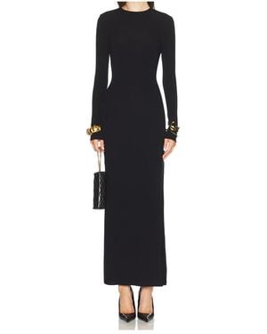 Saint Laurent Open Back Long-Sleeved Dress - Black